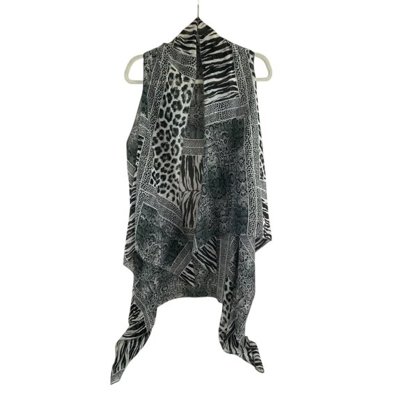 Sax Womens Animal Print Open Front Kimono Vest Duster Lightweight One Size Artsy - Picture 1 of 12